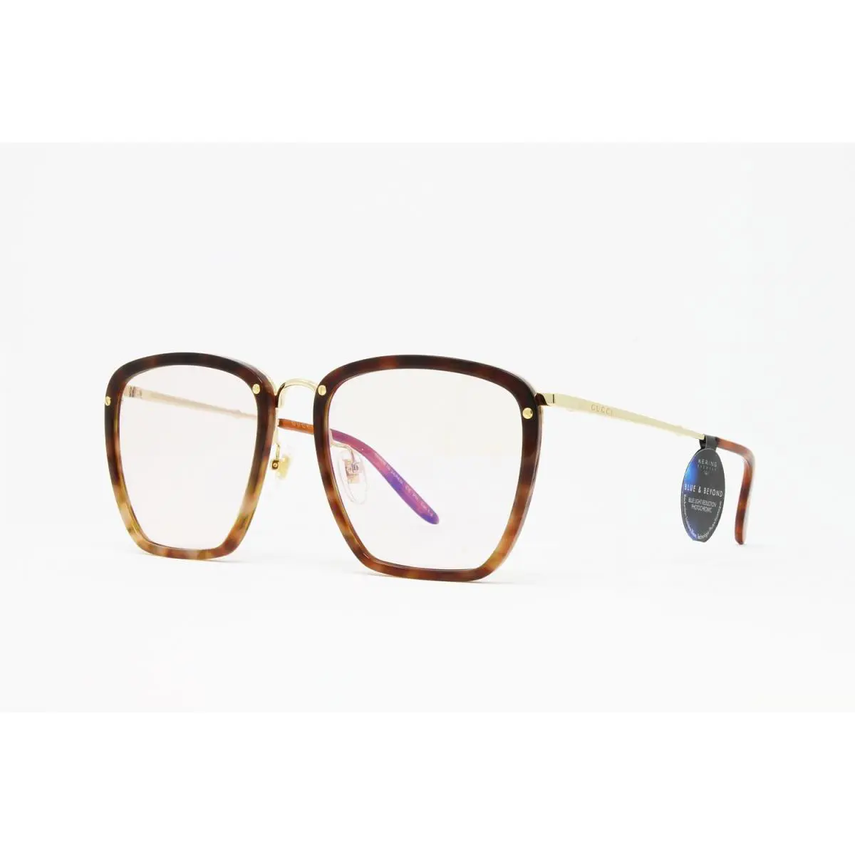 Gucci Sunglasses Men`s Square GG0673S 006 Havana Gold 56mm Blue Light Reduction