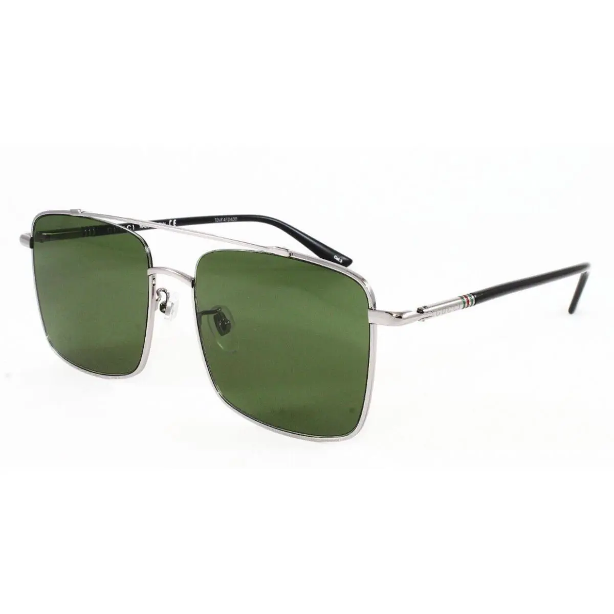Gucci Sunglasses Men`s Metal Square Ruthenium 56mm Green Lens GG0610SK-003