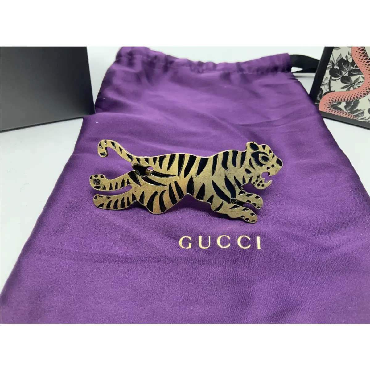 Gucci Bronze Two Finger Cocktail Ring with Panther Design
