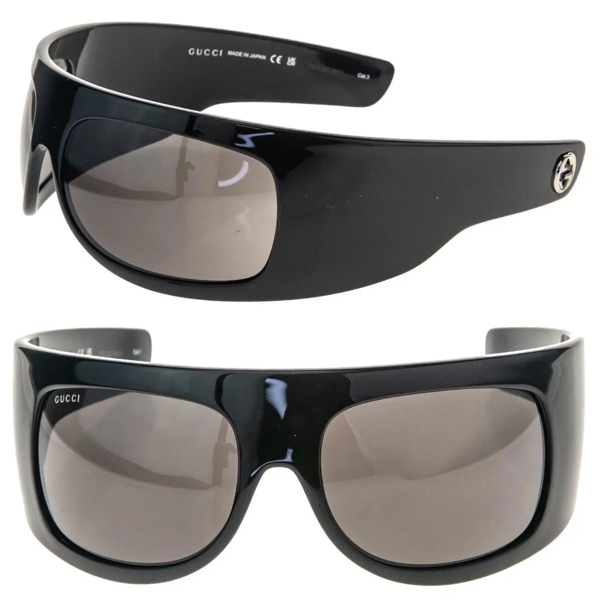 Gucci 1633 Black Wrap Mask Unisex Fashion Mayhem Headband Sunglasses GG1633S 004