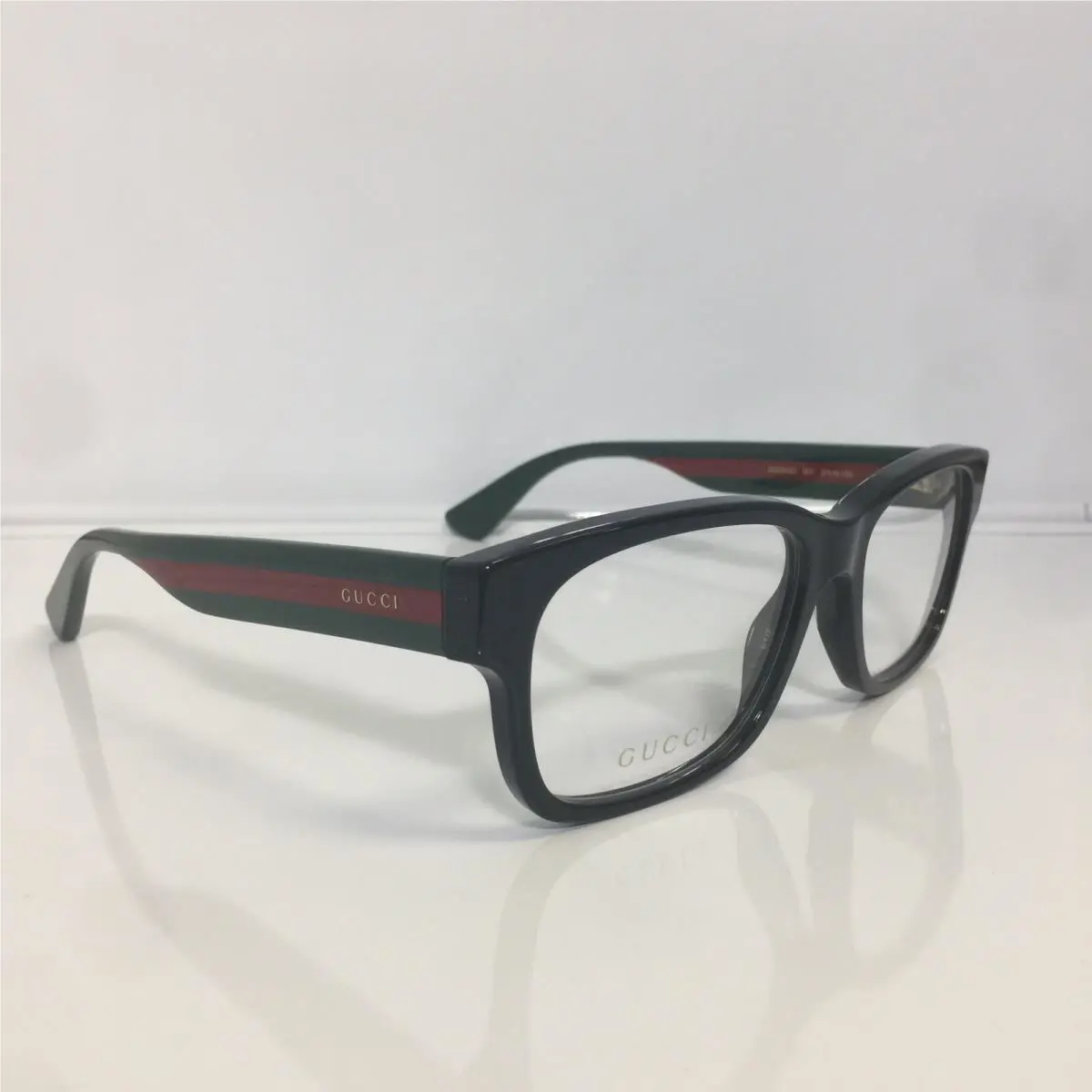 GG0343O 007 Black Bold Plastic Red/green Temples Eyeglasses 57mm by Gucci