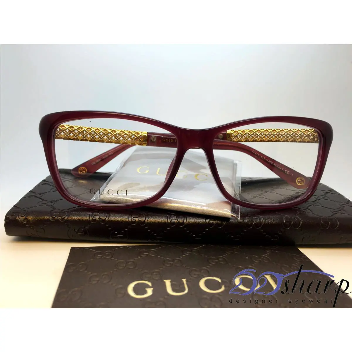 Gucci Eyeglasses-gg 3695 3JA 54 Red Gold Plated
