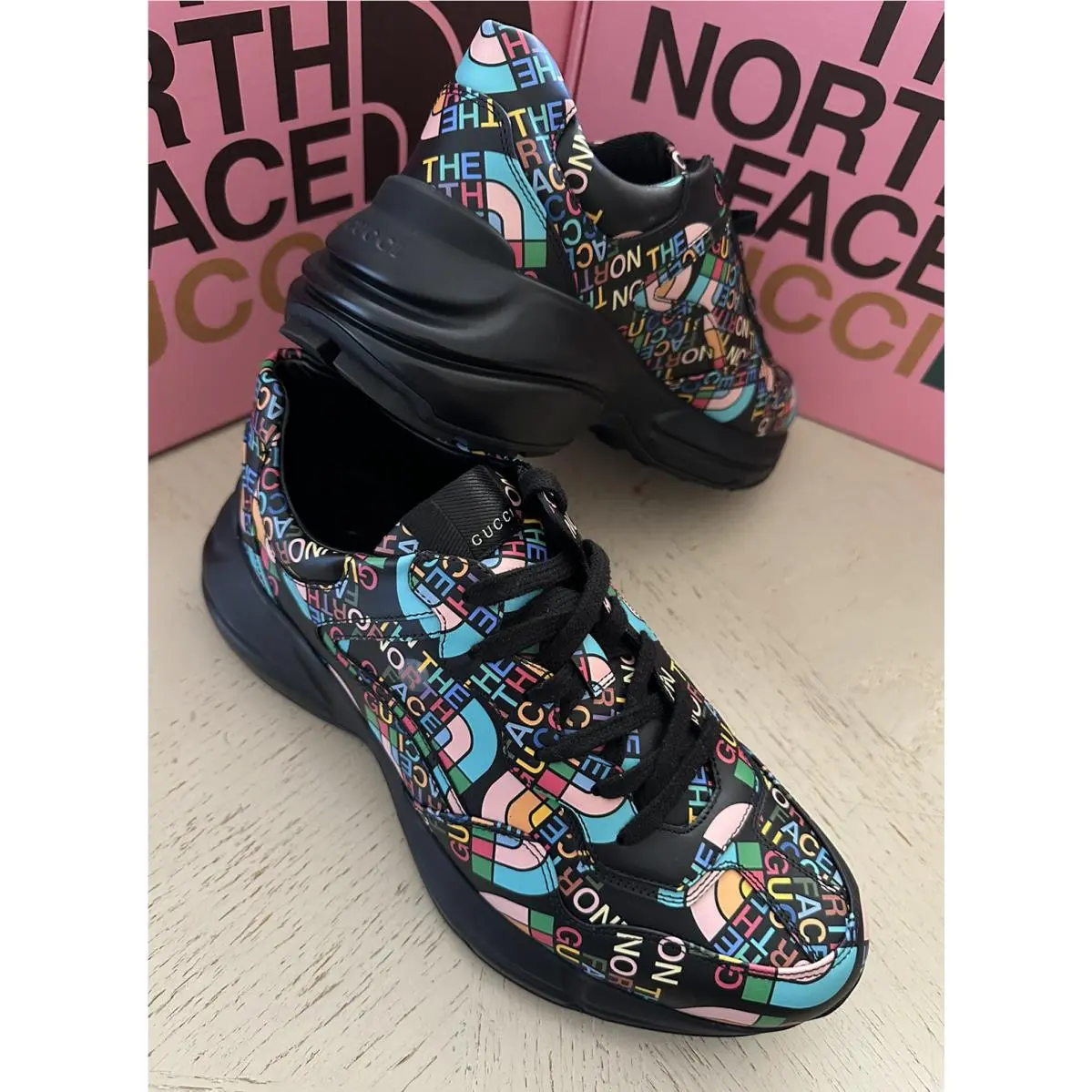 Gucci Leather Men`s The North Face X Sneakers Black 6.5 US/6GUK 685739
