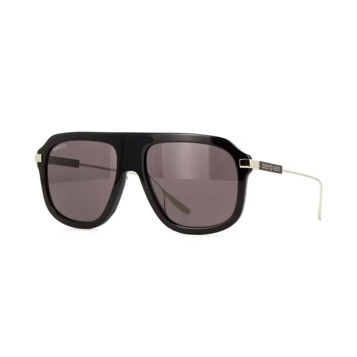 Gucci GG1309S Shiny Black and Silver/grey 005 Sunglasses