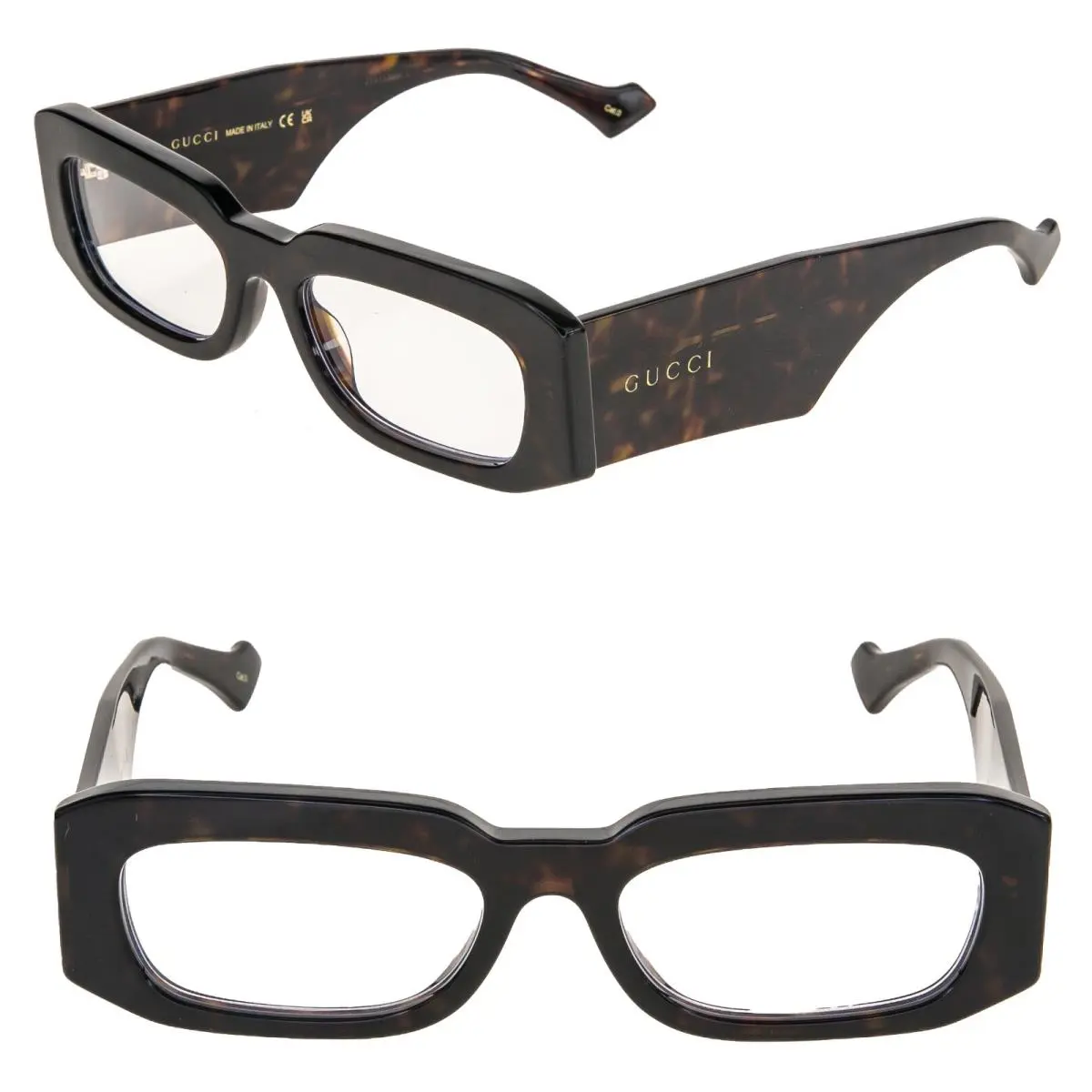 Gucci 1426 Brown Clear Narrow Rectangular Logo Gg1426S Unisex Sunglasses 005