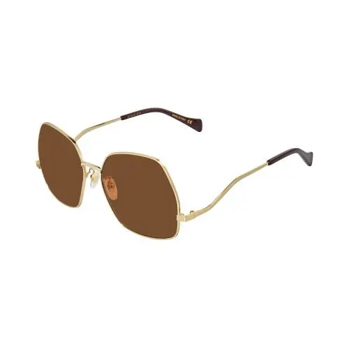 GG0972S-002 Women`s Designer Sunglasses Gold Plum Purple/amber Brown 60 mm by Gucci