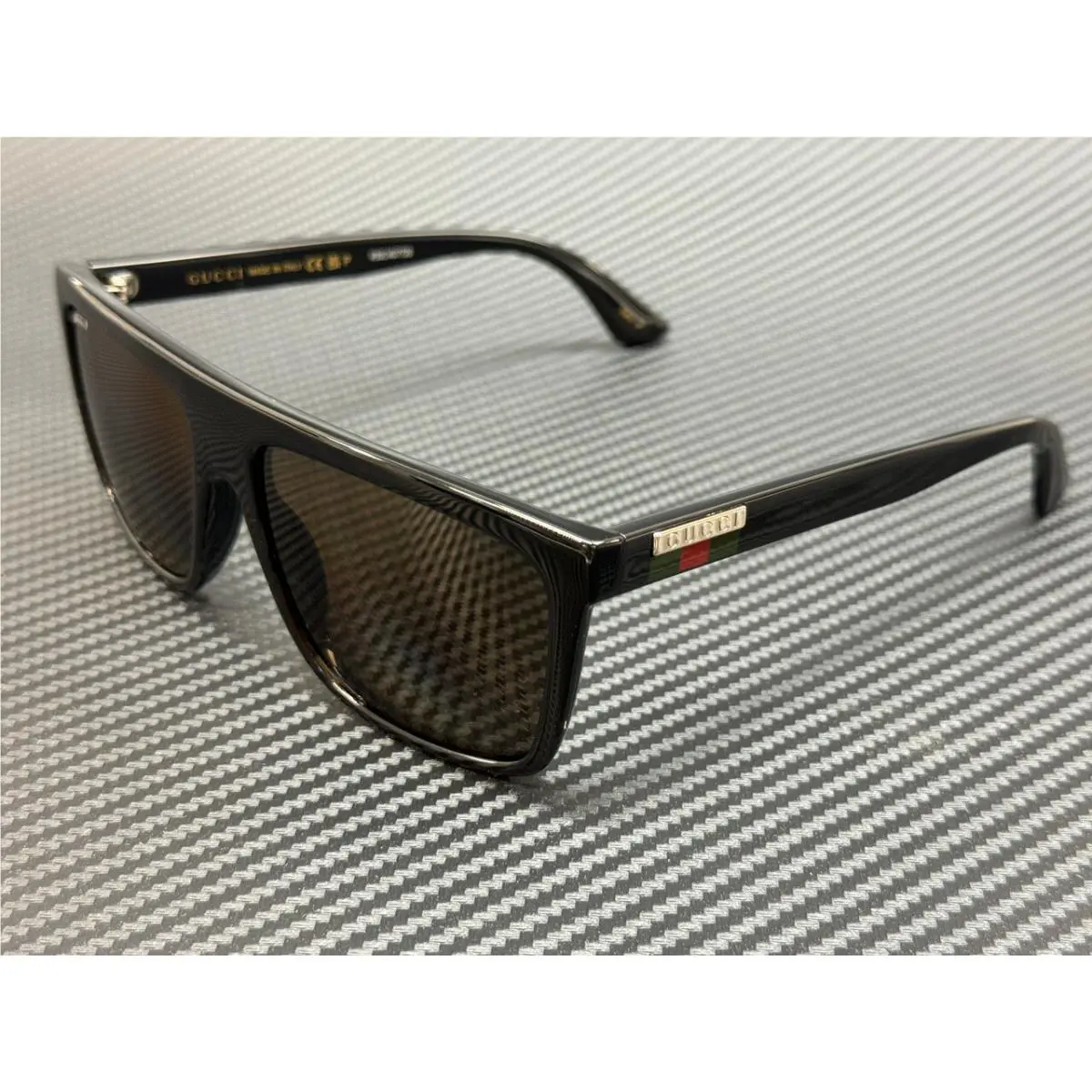 Gucci GG0748S 005 Black Brown Polarized Men`s 59 mm Sunglasses