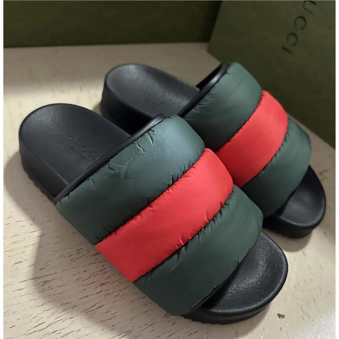Gucci Women’s Nylon Sandal Shoes Black/green/red 7 US 37 Eu 709320
