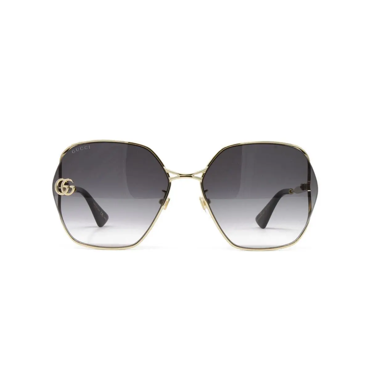 Gucci Sunglasses Women`s Square Frame GG0818SA 005 Gold 63mm Gray Gradient Lens