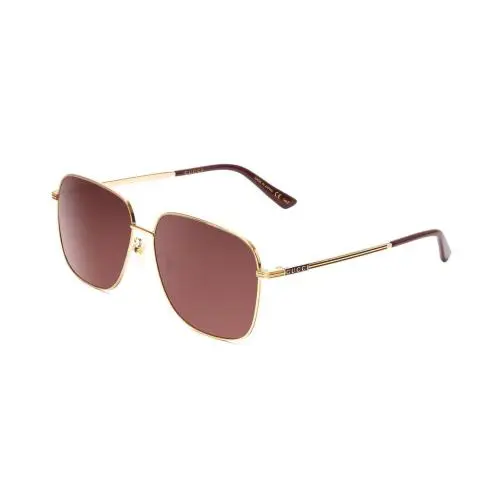 Gucci GG0987SA-002 Unisex Classic Designer Sunglasses in Gold Plum/brown 60 mm