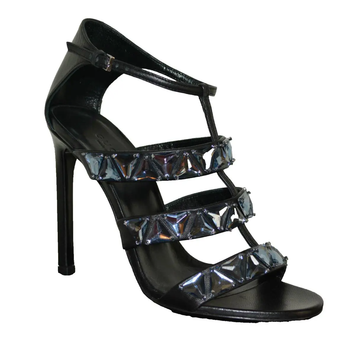 Leather Crystal High Heel Sandals Shoes SZ EU 36.5 US 6.5 Italy by Gucci