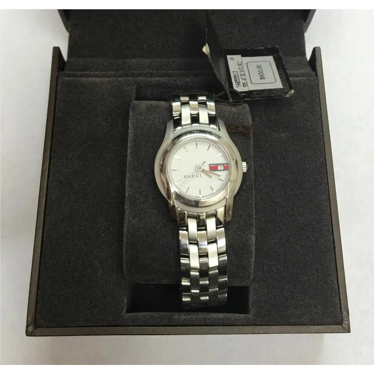 Gucci YA055513 Ladies Watch 5500 G White Dial Stainless Steel