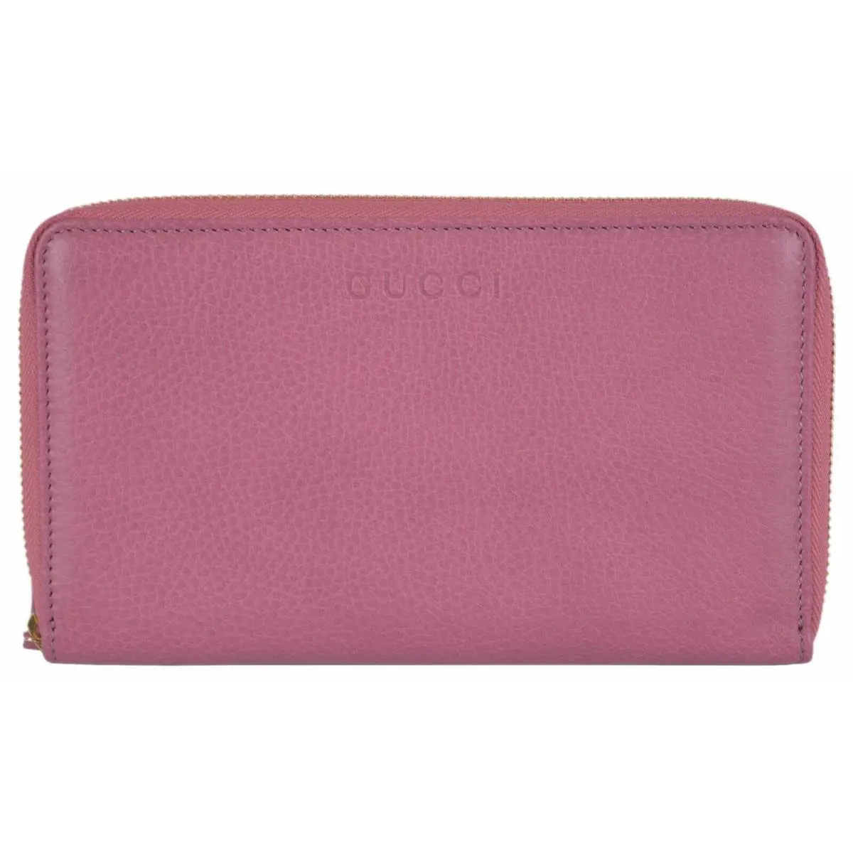 Gucci 321117 XL Pink Textured Leather Zip Around Travel Wallet Clutch