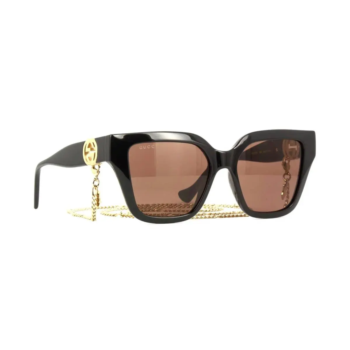 Gucci GG1023S Black with Detachable Gold Chain/brown 005 Sunglasses