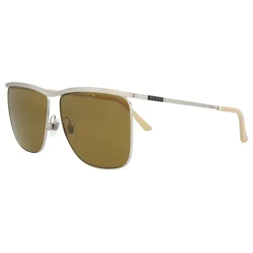 Gucci GG0821S-002 Unisex Square Designer Sunglass Silver Black Beige/brown 62 mm - Frame: Multicolor, Lens: Multicolor