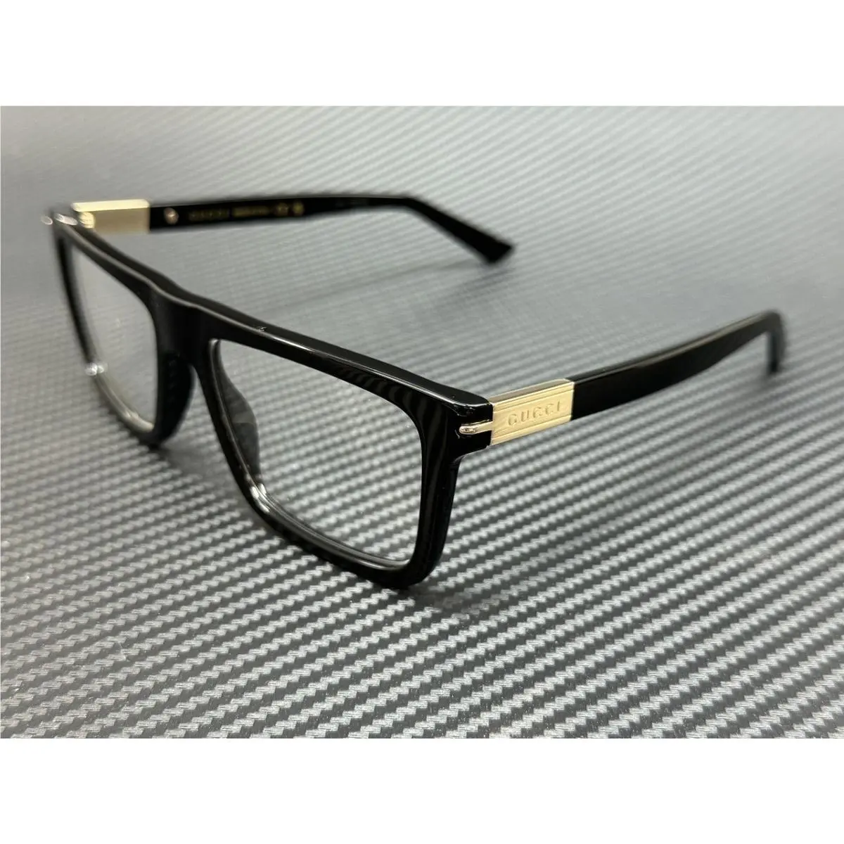GG1504O 005 Black Gold Men`s Large 56 mm Eyeglasses by Gucci