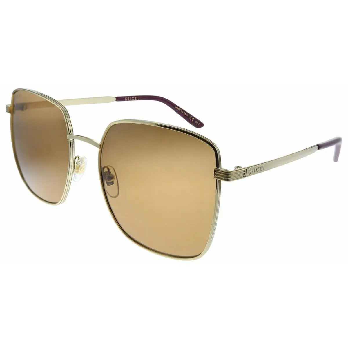 Gucci GG 0802S 002 Gold Brown Square Sunglasses Italy