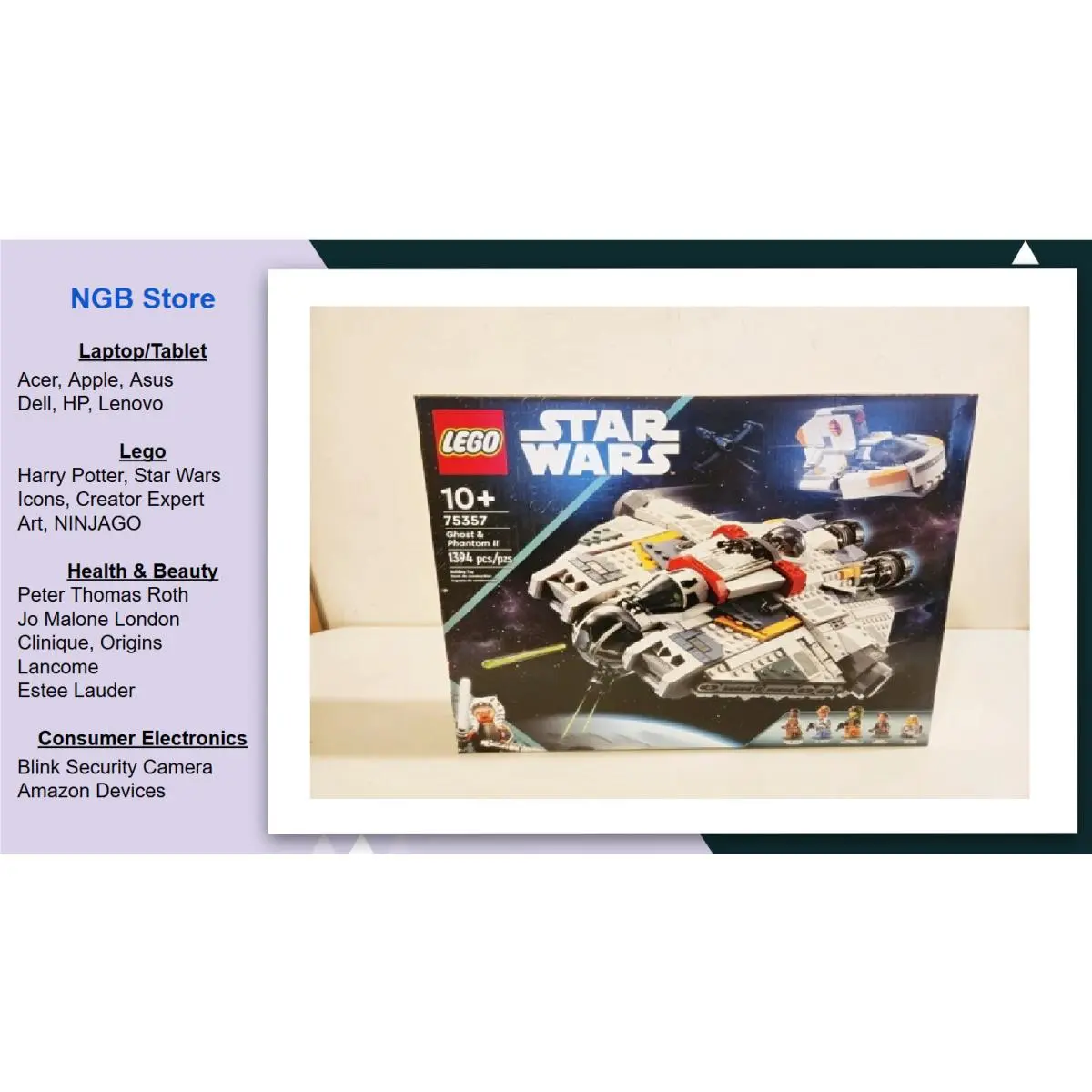 Lego Star Wars Ahsoka Ghost and Phantom II Spaceship Toy 75357 US