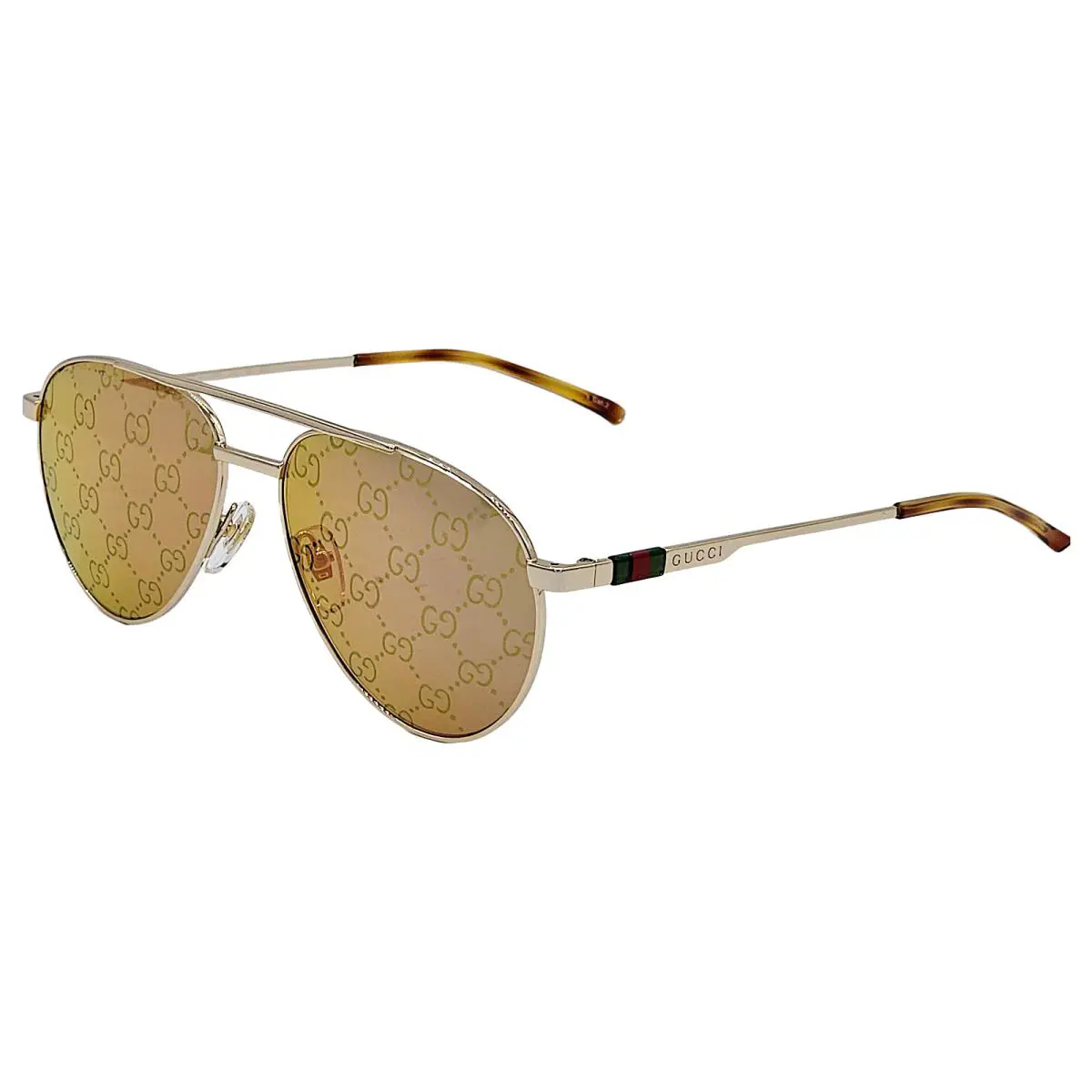 Gucci GG1679S-002 Shiny Gold / Yellow GG Logo Tinted Sunglasses - Frame: Shiny Gold, Lens: Yellow GG Logo