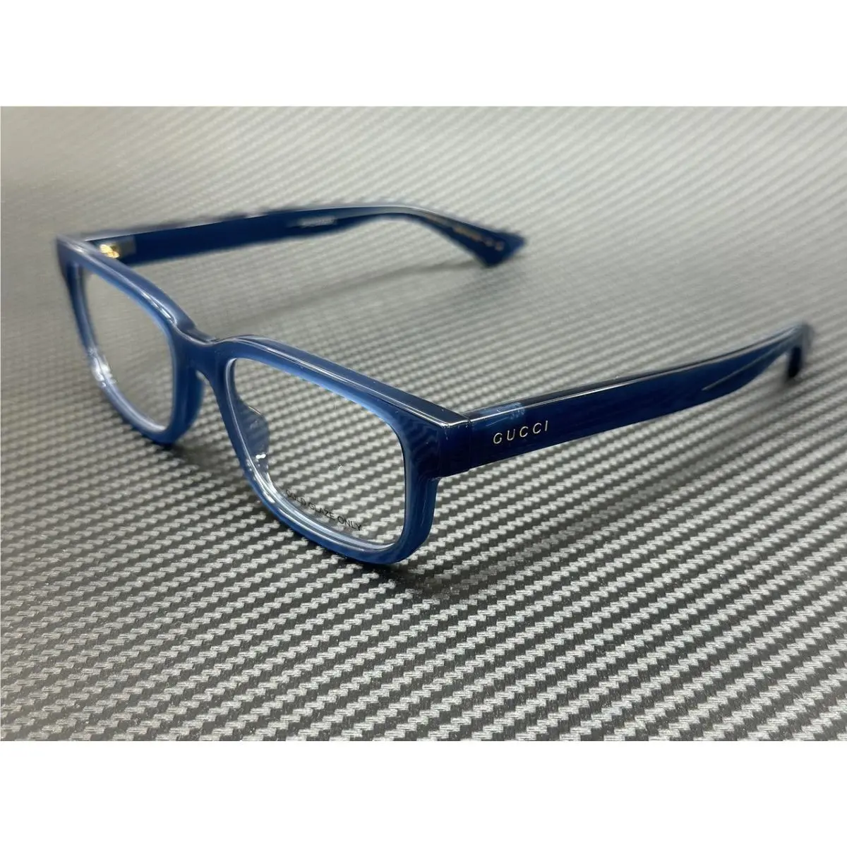 GG1584O 003 Blue Transparent Men`s Medium 53 mm Eyeglasses by Gucci