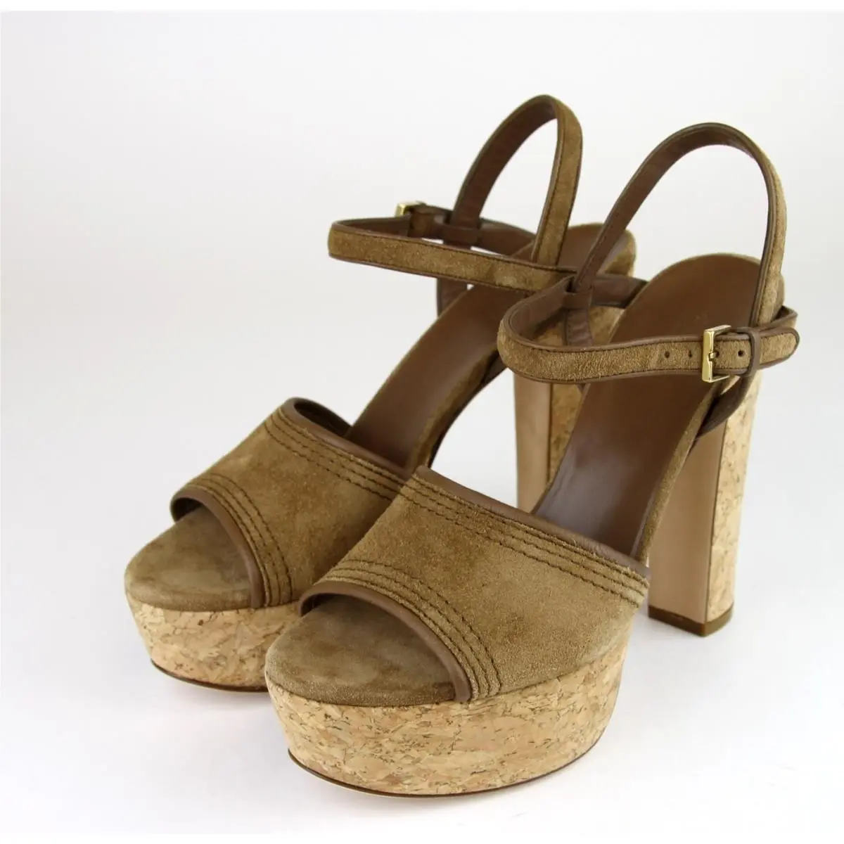 Gucci Danielle Suede Cork Platform Sandal 38.5/8.5 309974