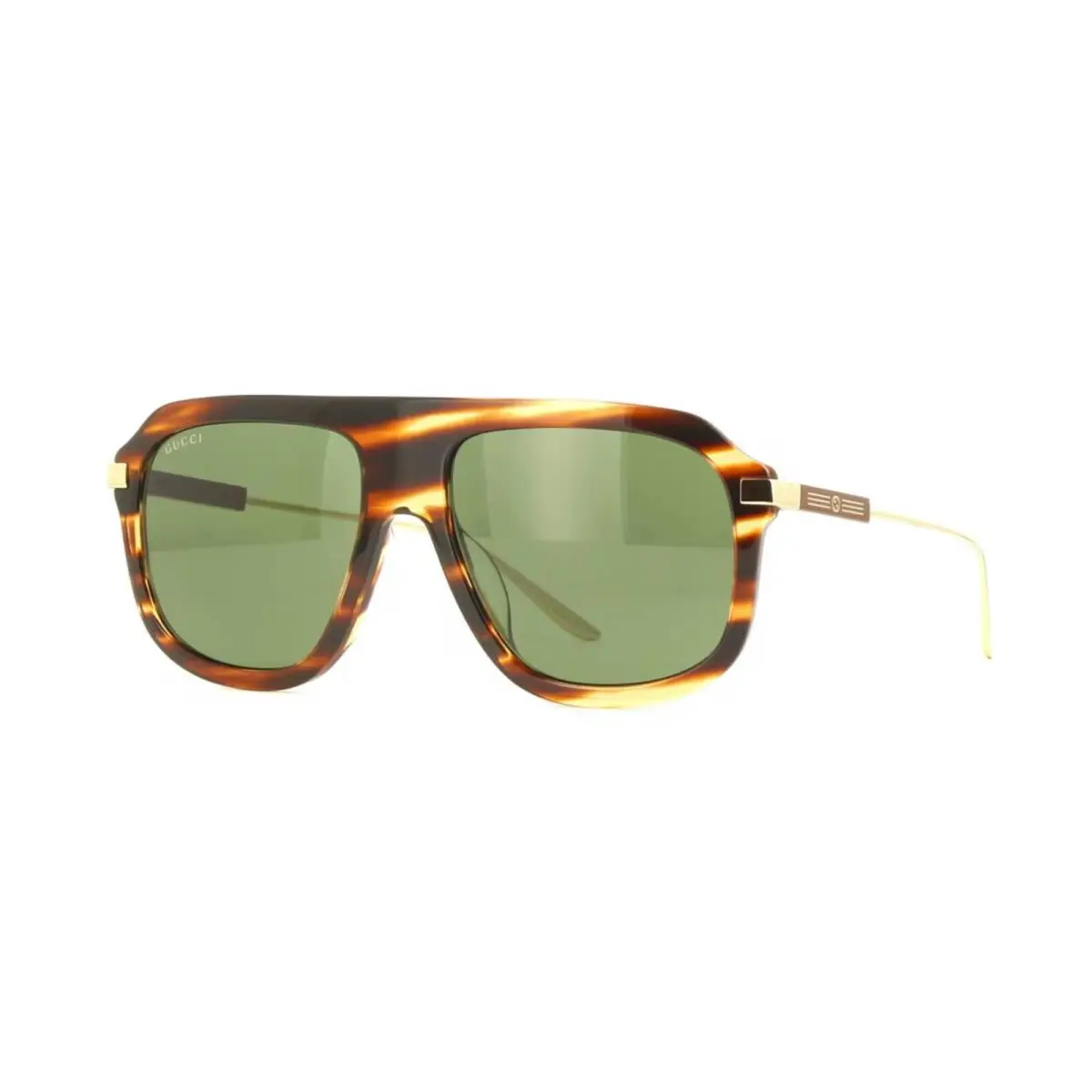 Gucci GG1309S Shiny Havana Swirl with Gold/green 007 Sunglasses