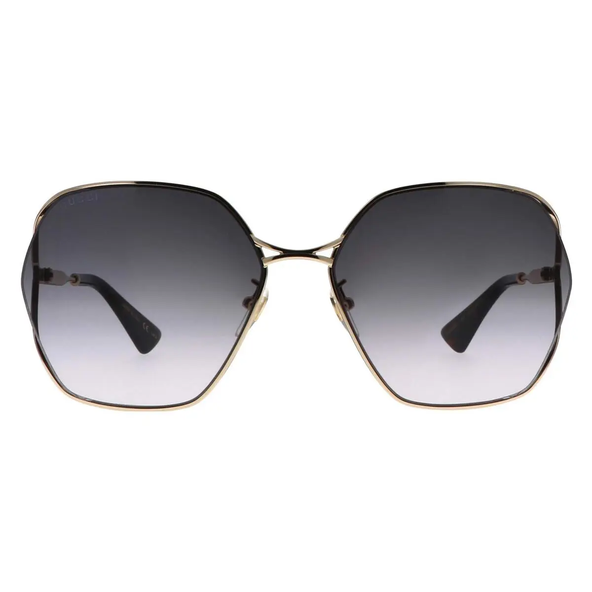 Gucci GG0818SA 001 Gold Grey Gradient Square Women`s Sunglasses 63 mm - Frame: Gold, Lens: Gray