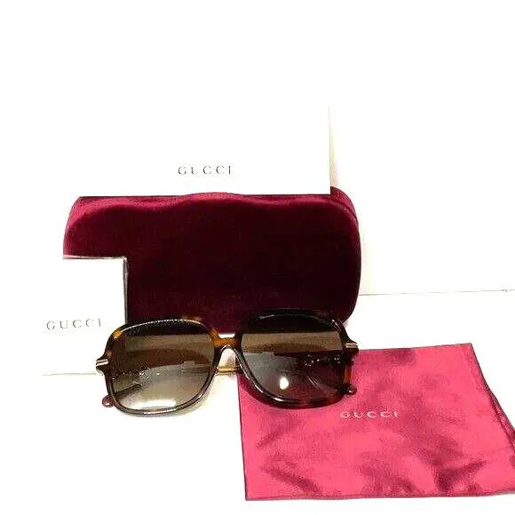 Woman’s Gucci Sunglasses gg0884sa Brown Lenses Gold Square Frame