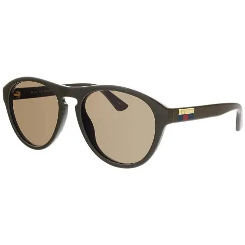 GG0747S-004 Unisex Round Full Rim Designer Sunglasses in Green/brown 55 mm by Gucci