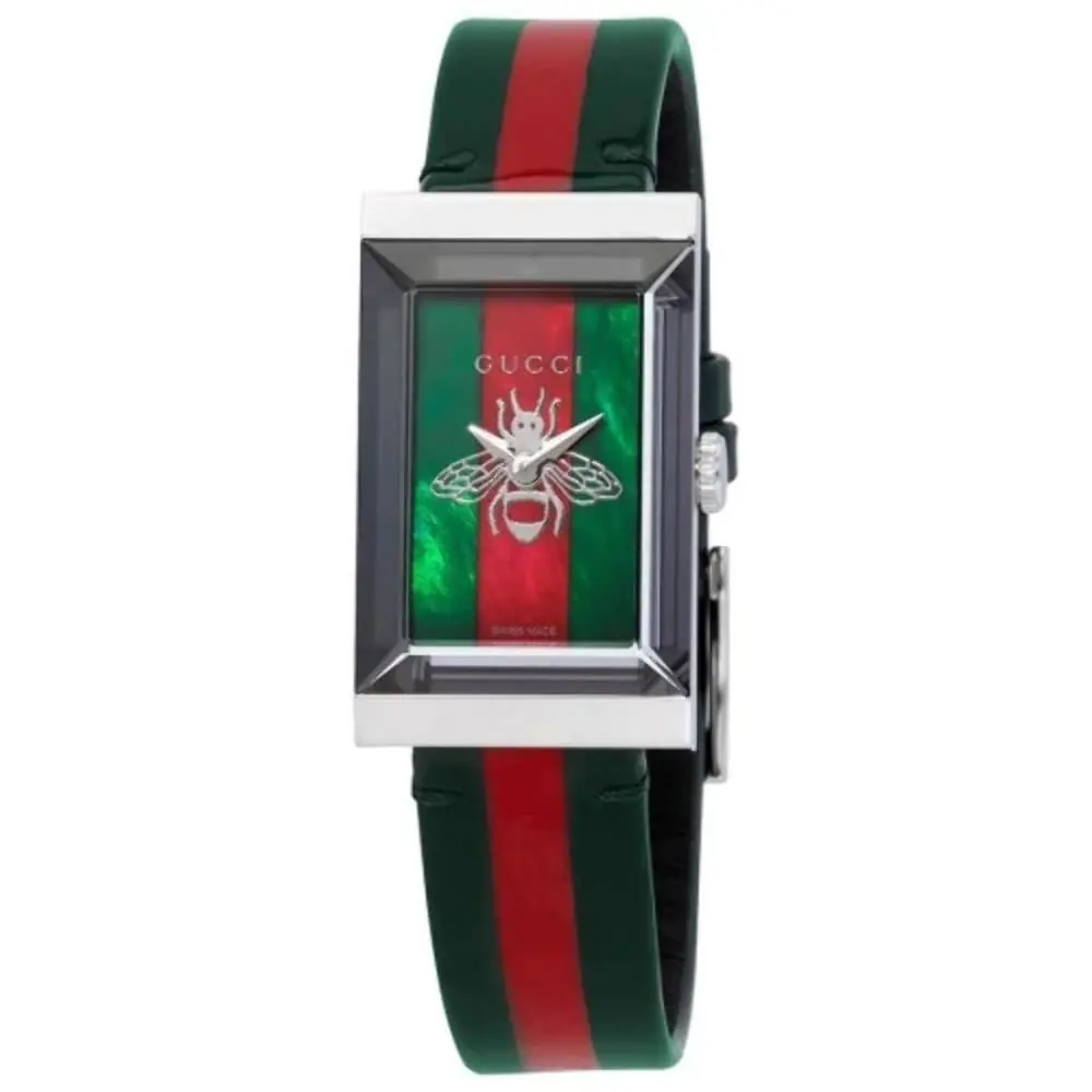 Gucci YA147408 G-frame Bee Motif Green Red Dial 147.4 Series Watch 100
