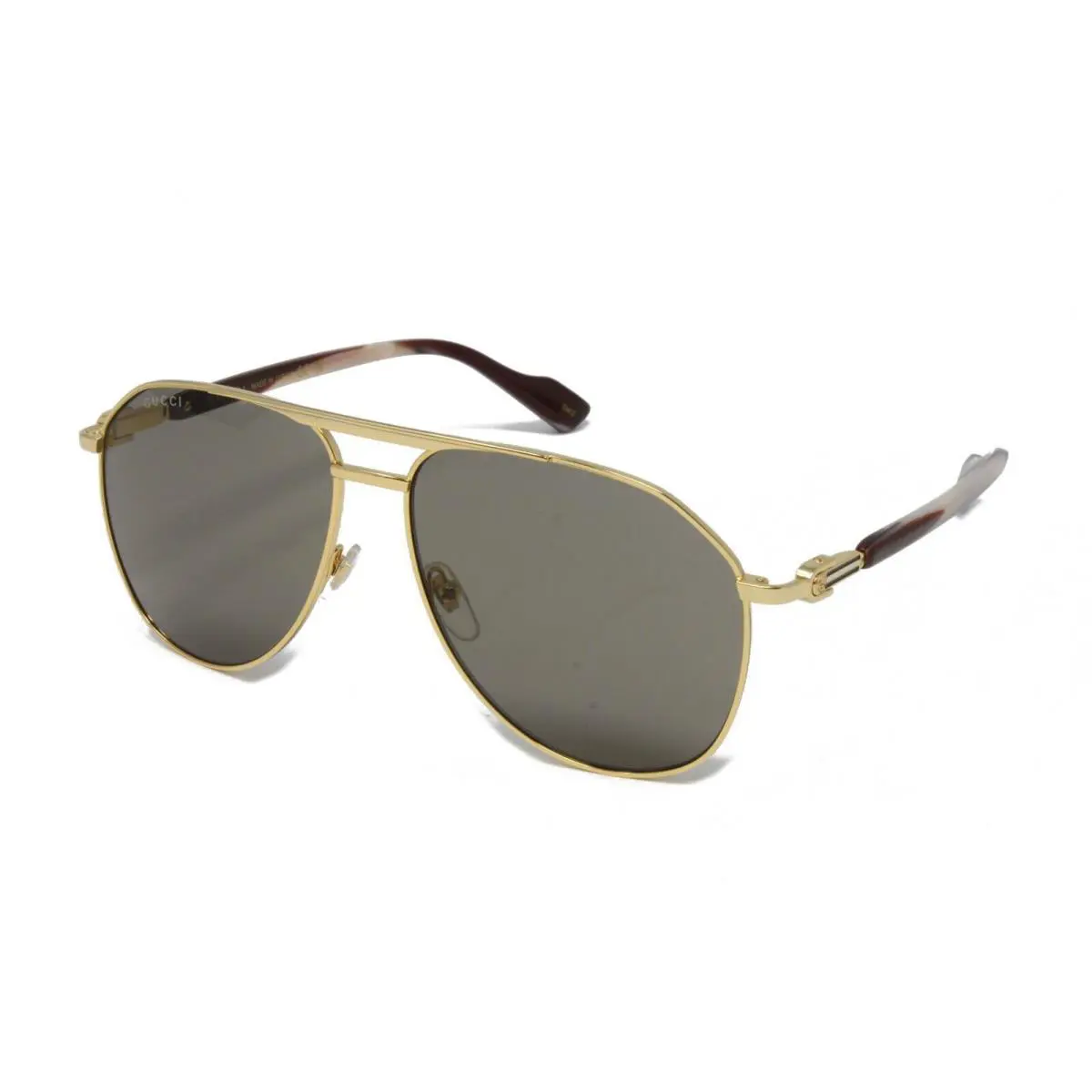 Gucci Sunglasses Men`s Aviator Metal Gold 59mm Brown Lens GG1220S-002