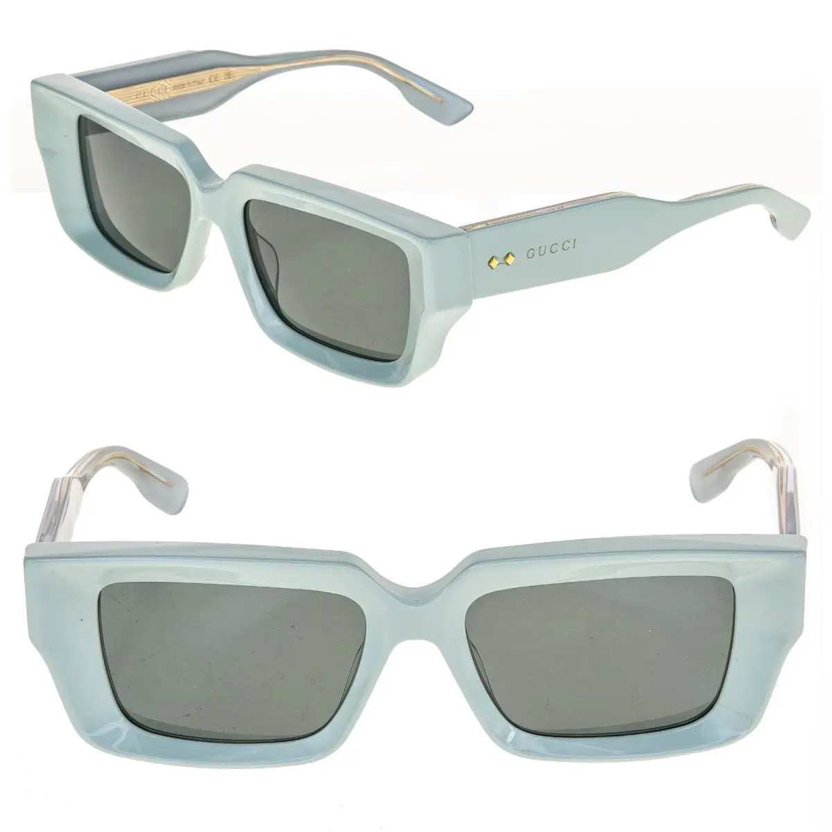 Gucci 1529 Sage Green Narrow Sculpted Logo Pin Gg1529S Unisex Sunglasses 003