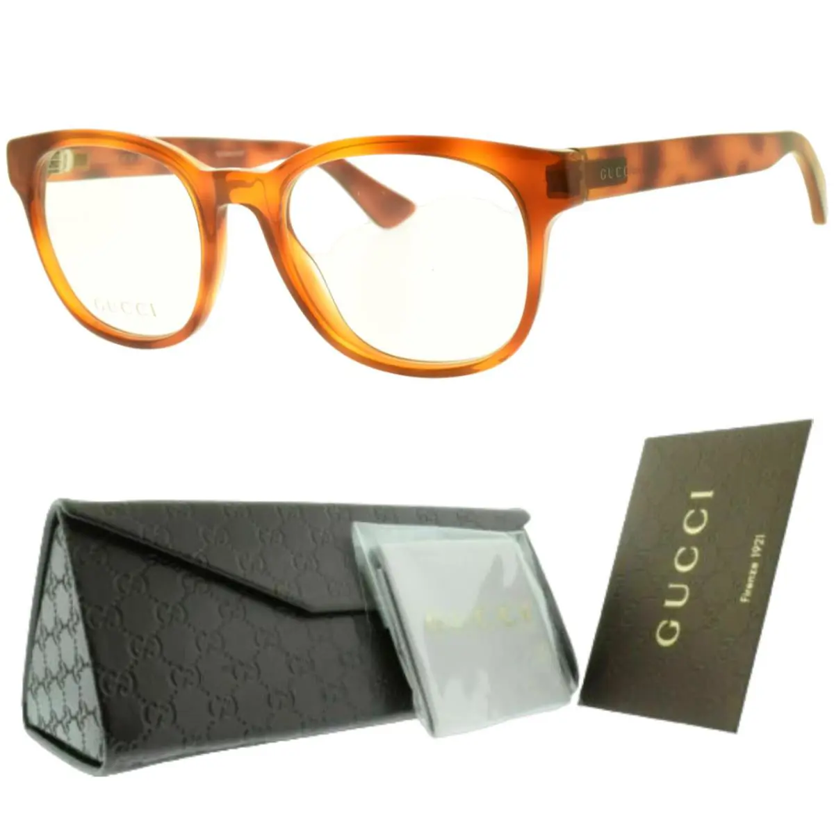Gucci GG00050 010 Havana Rectangle Full Rim Optical Frame Eyeglasses