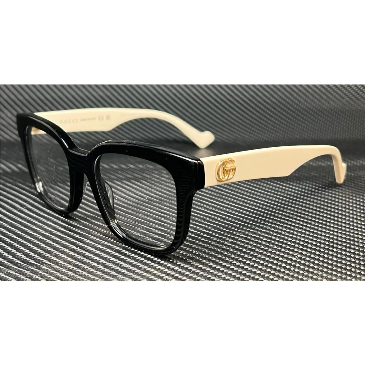 GG0958O 002 Black White Women`s 49 mm Medium Eyeglasses by Gucci