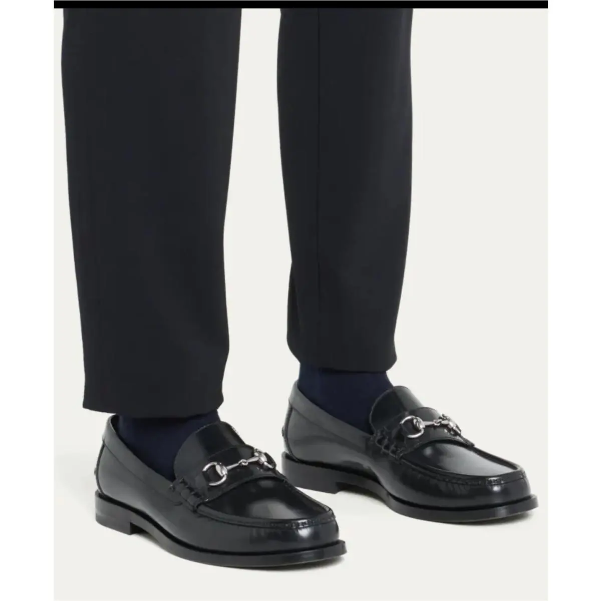 Gucci Men`s Kaveh Black Leather Horse Bit Loafers G 9/US 9.5 776660