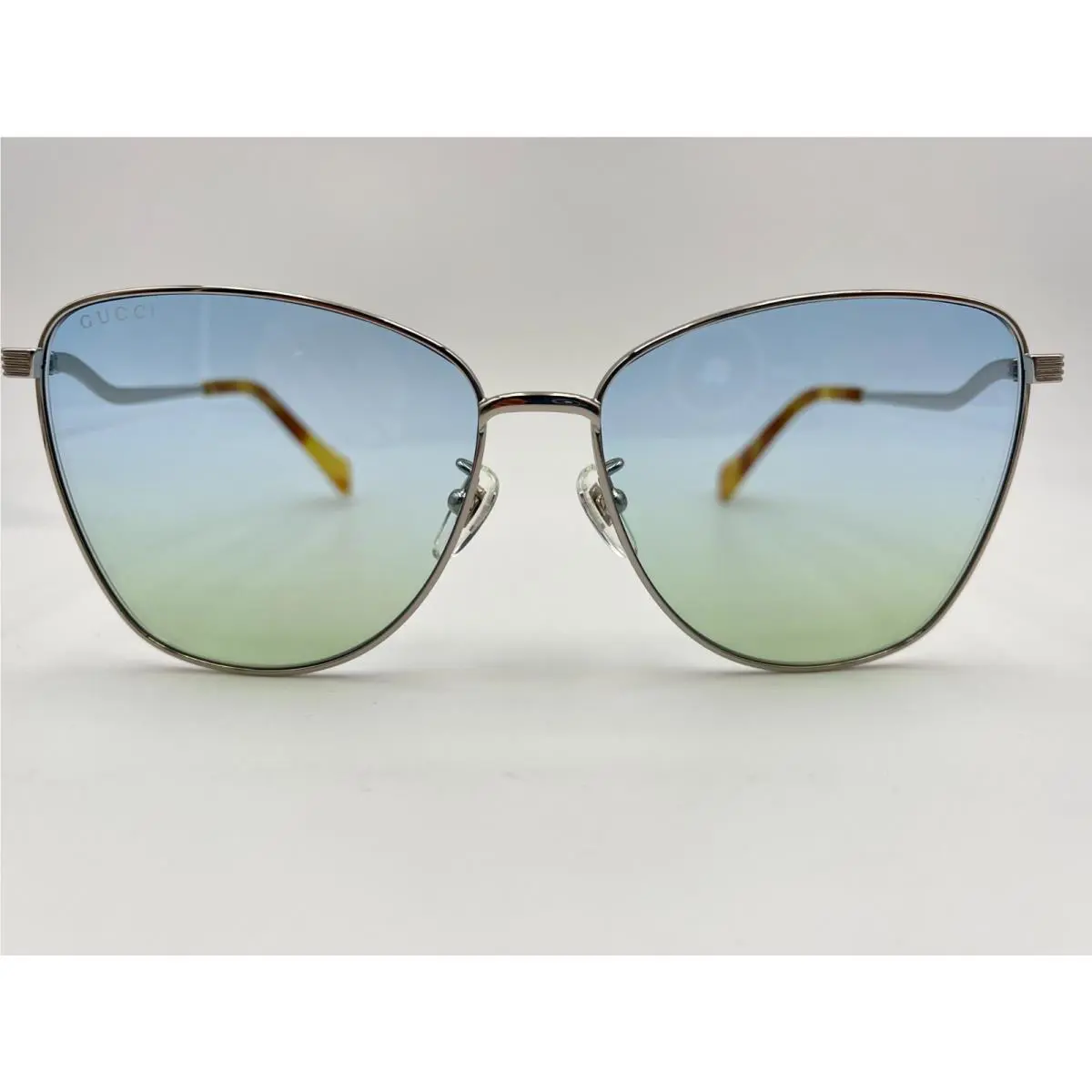 Gucci Sunglasses GG0970S 004 Silver Light Blue 60-15-145 Butterfly