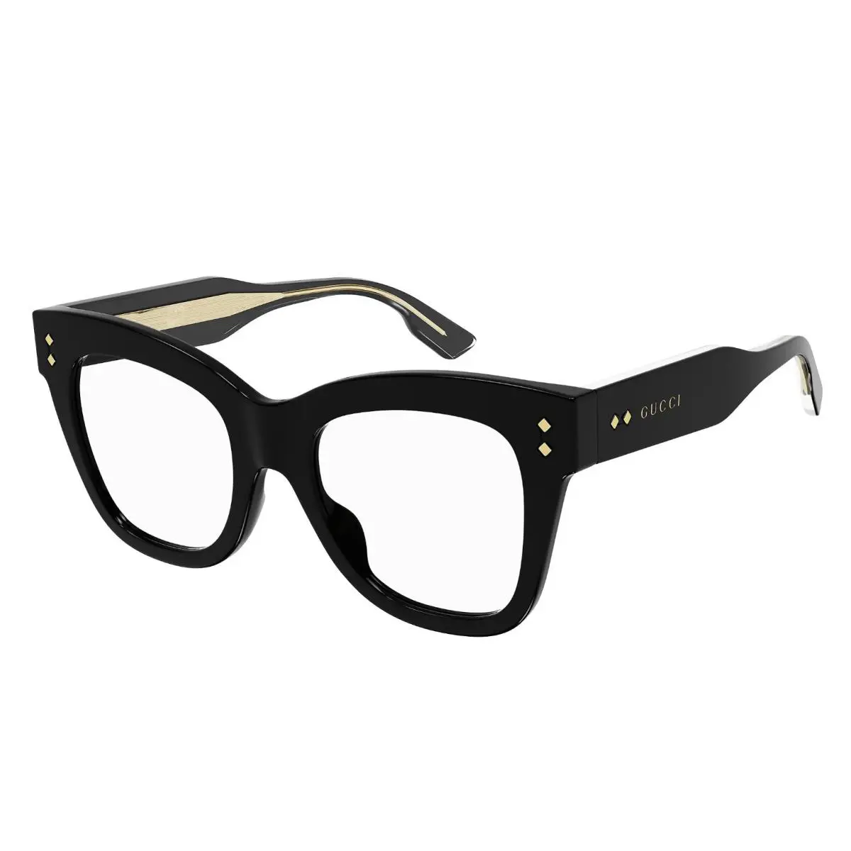 Gucci Eyeglasses GG1082O 001 50-21 145 Black Gold Square Cay Eyes Frames