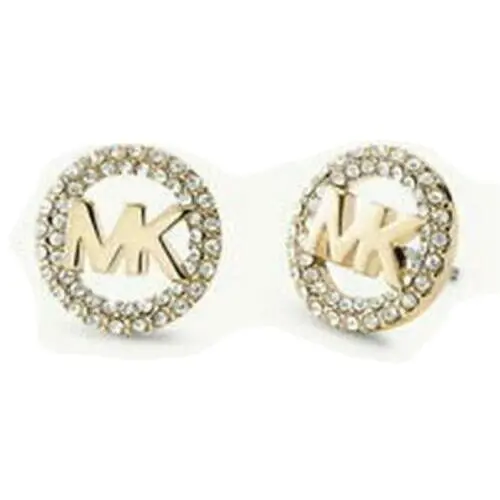 Michael Kors Gold Tone Pave Crystal MK Logo Stud Earrings MKJX3227