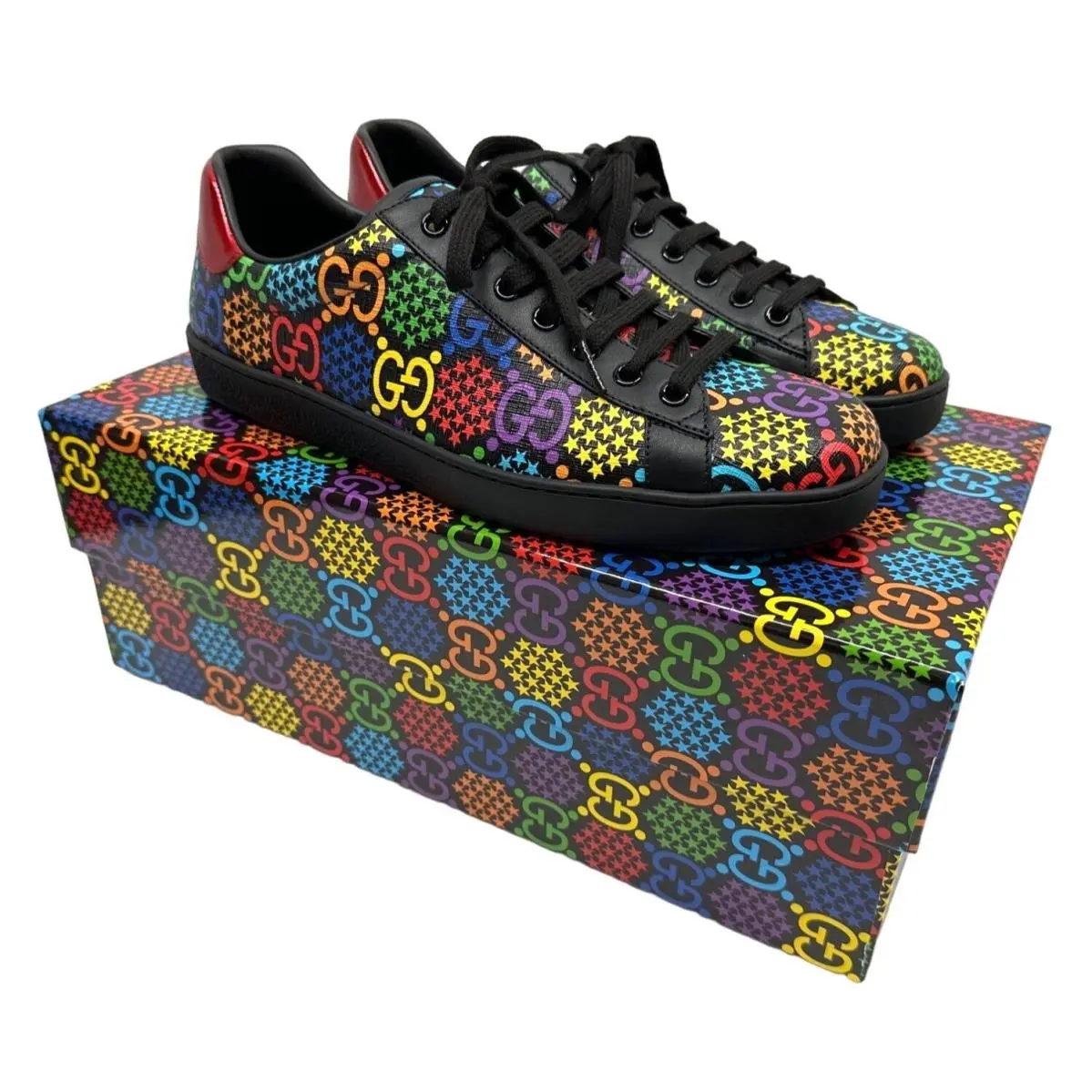 Gucci Black GG Psychedelic Ace Sneakers US 8.5 Eur 42