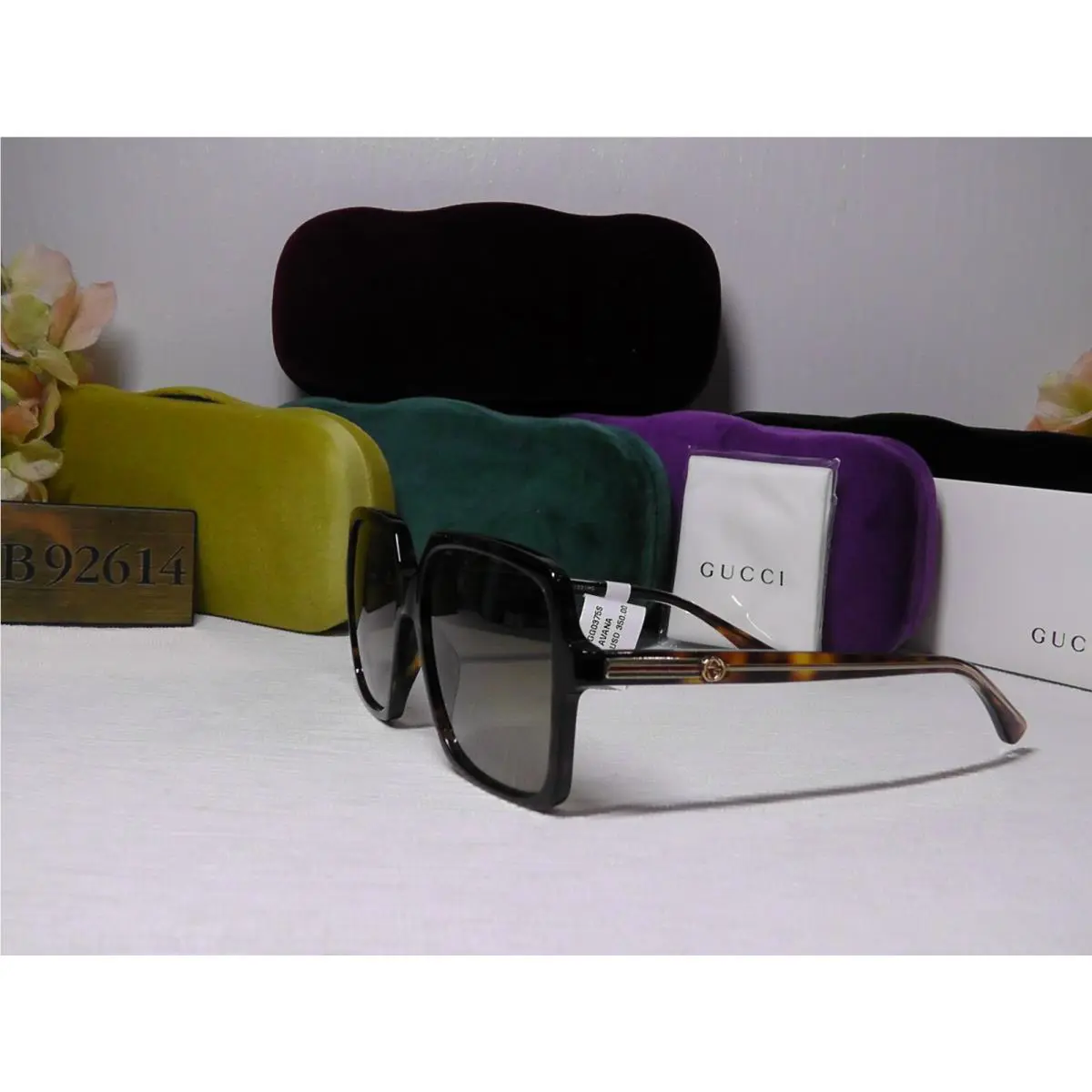 Gucci GG0375S Square Havana Brown Frame Sunglasses 56 16 140 Italy