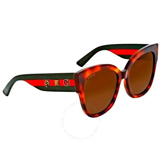 Gucci Brown Acetate Cat Eye Womens Sunglasses Havana Tortoise Shell GG0059S 002
