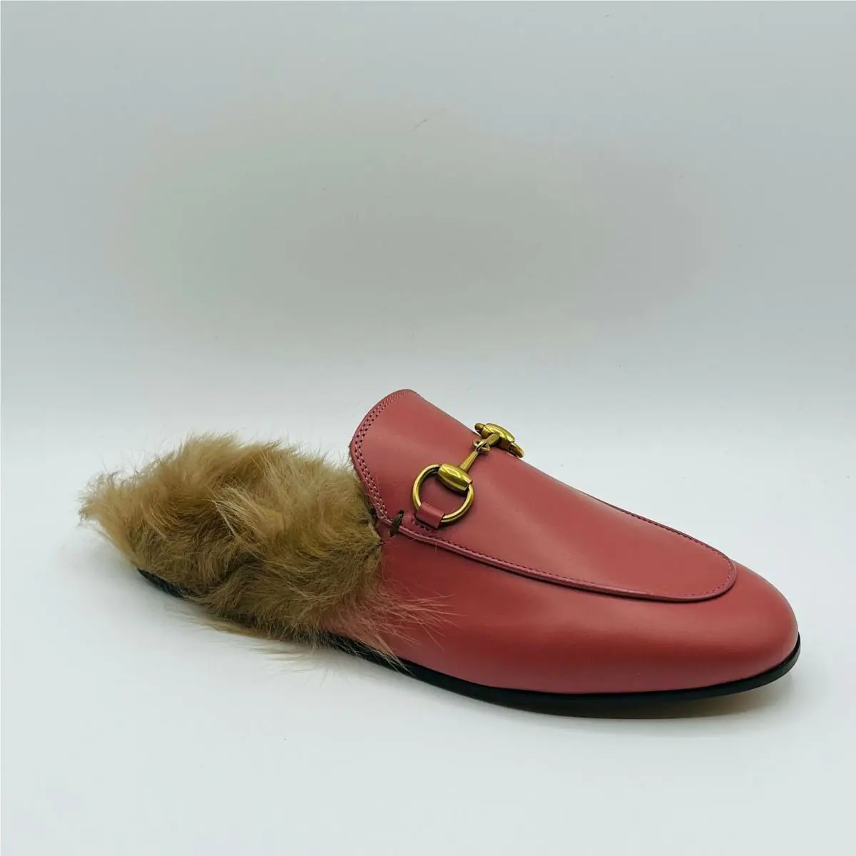 Gucci Princetown Women`s Rose Pink Leather Mule Sandal 34.5/US 4.5 426361 6398