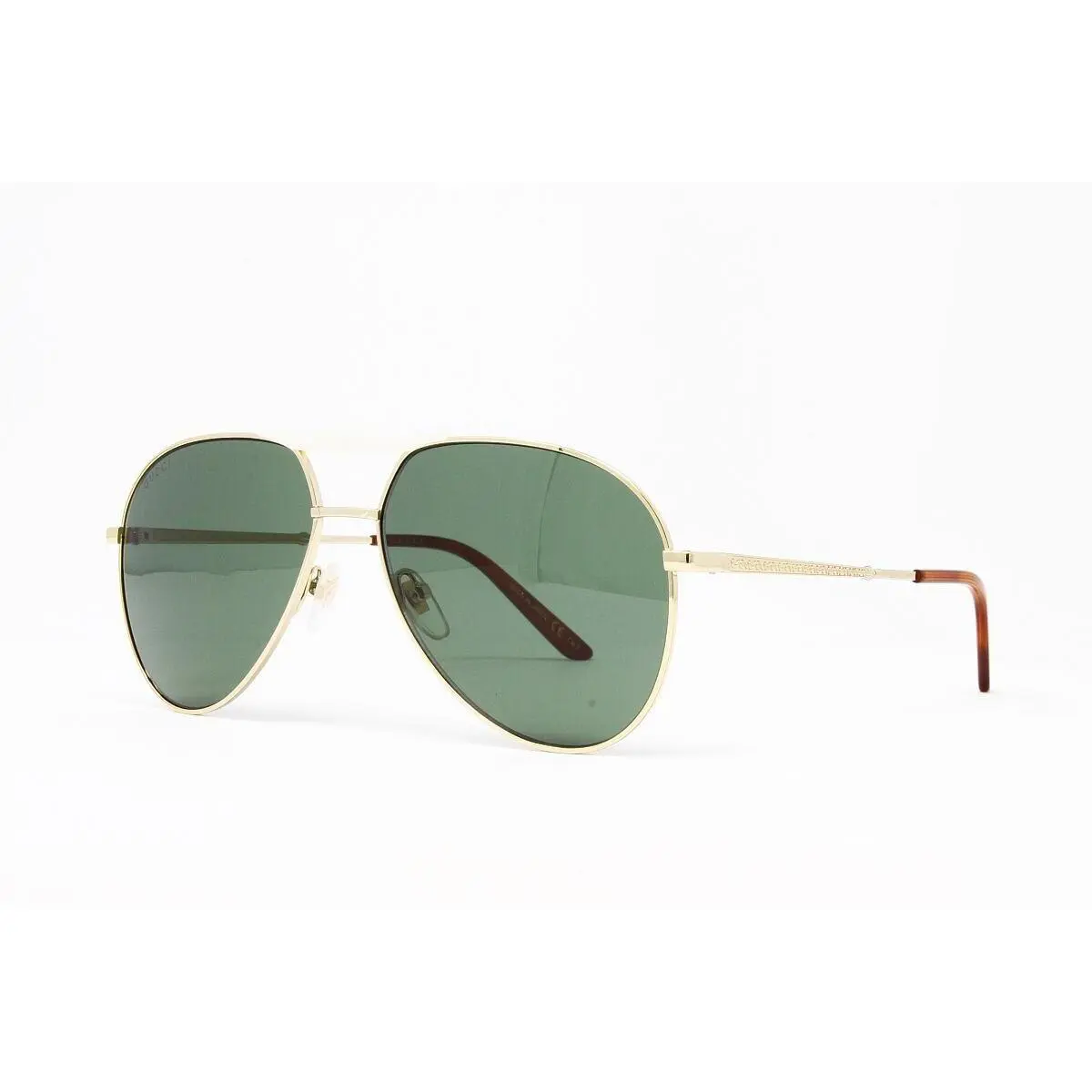 Gucci GG0242S-003 Aviator Sunglasses Gold 5mm Men`s Frame Green Lens