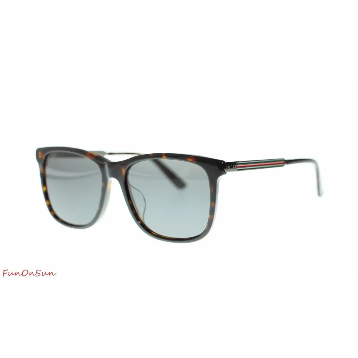 Gucci Men`s Rectangular Sunglasses GG0078SK 004 Havana Ruthenium/grey Lens 56mm - Frame: Havana, Lens: Gray
