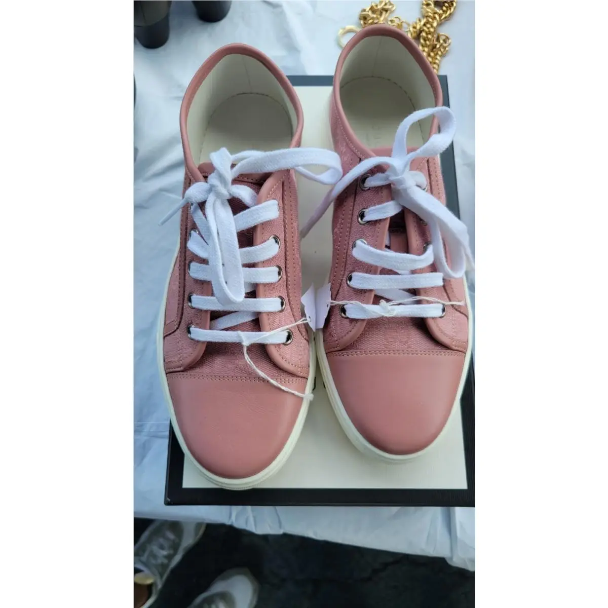 Gucci Gomma T GG Rose Colored Sneakers Size 38.5/ US 8