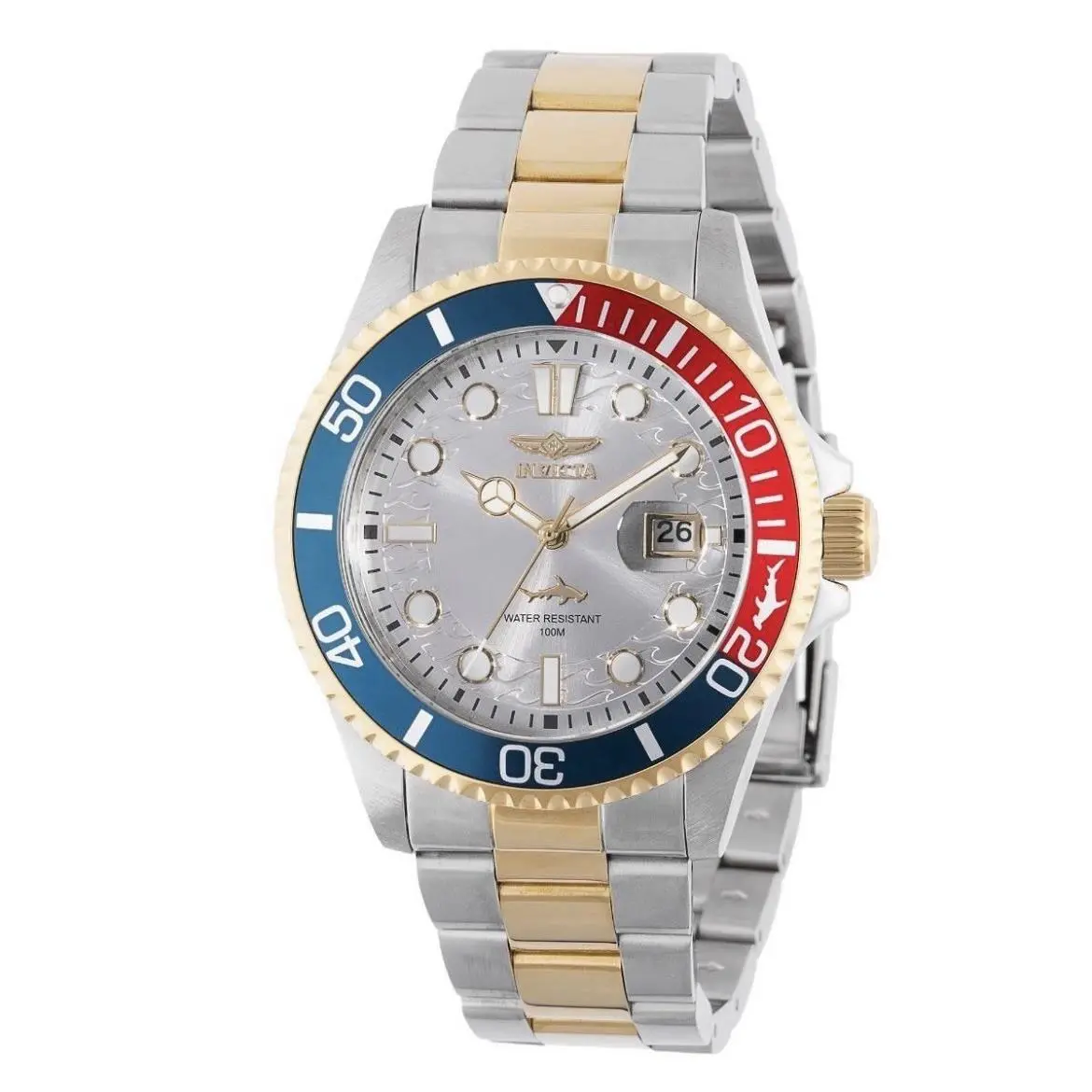 Invicta Men`s 43mm Pro Diver Hammerhead Silver Dial Gold Two Tone SS Watch