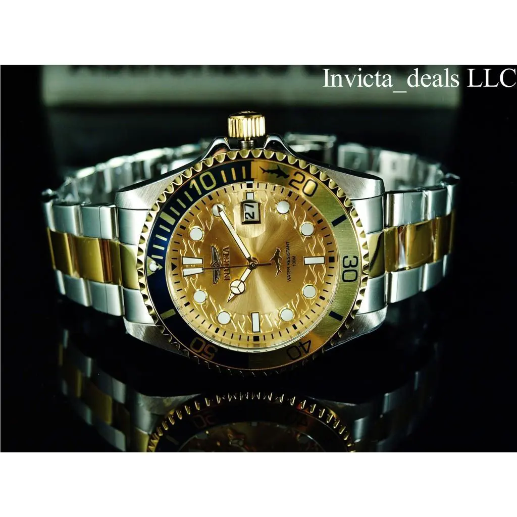 Invicta Men`s 43mm Pro Diver Hammerhead Silver Dial Gold Two Tone SS Watch