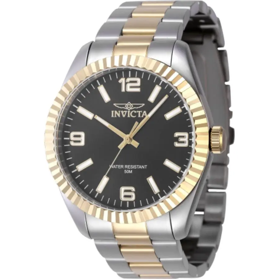 Invicta Specialty Quartz Black Dial Men`s Watch 47453 - Dial: Black, Band: Two-tone (Gold and Silver-tone), Bezel: Silver-tone