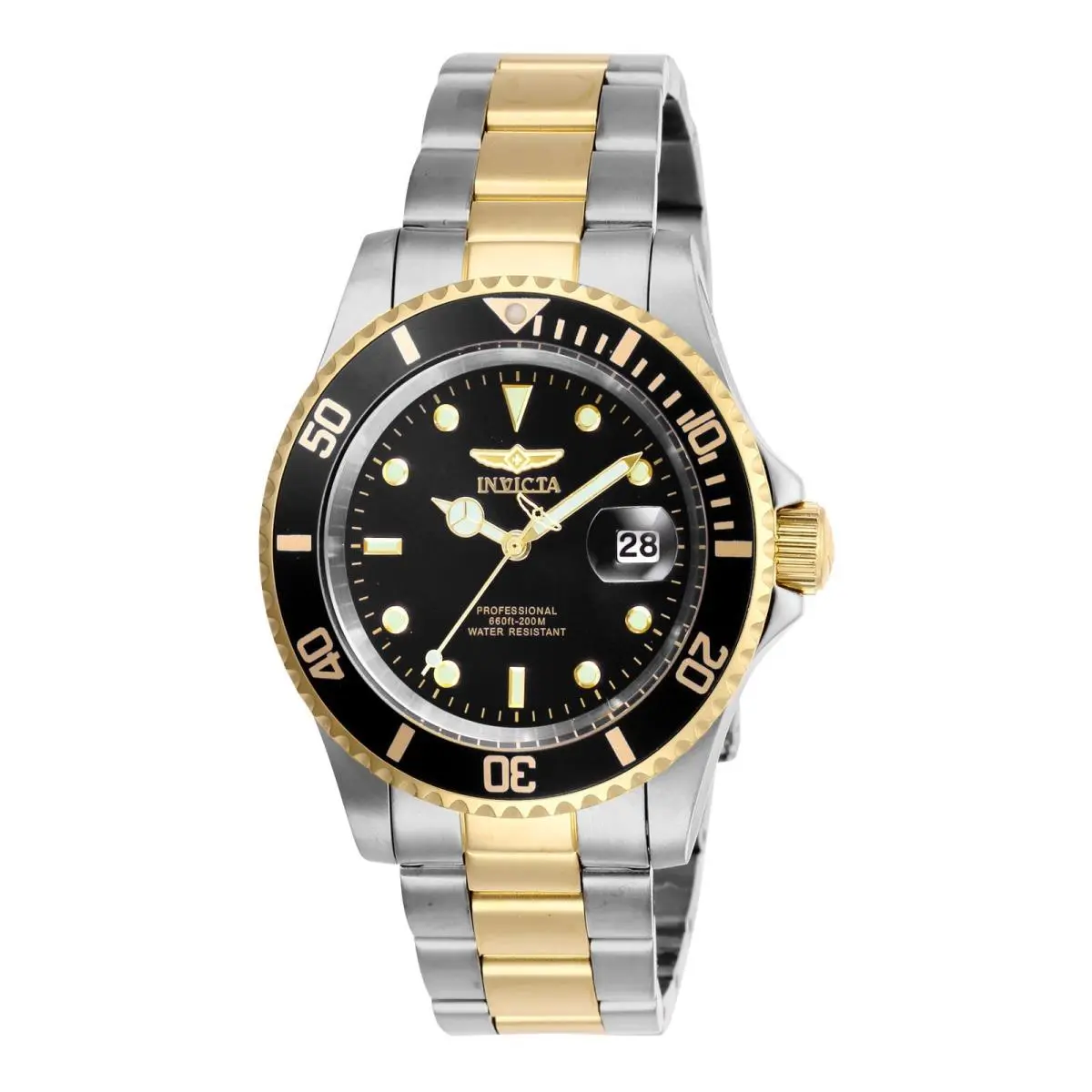 Watch Invicta 26973 Pro Diver Man 40 Stainless Steel - Dial: Black, Band: Multicolor (Silver-Tone and Gold-Tone)