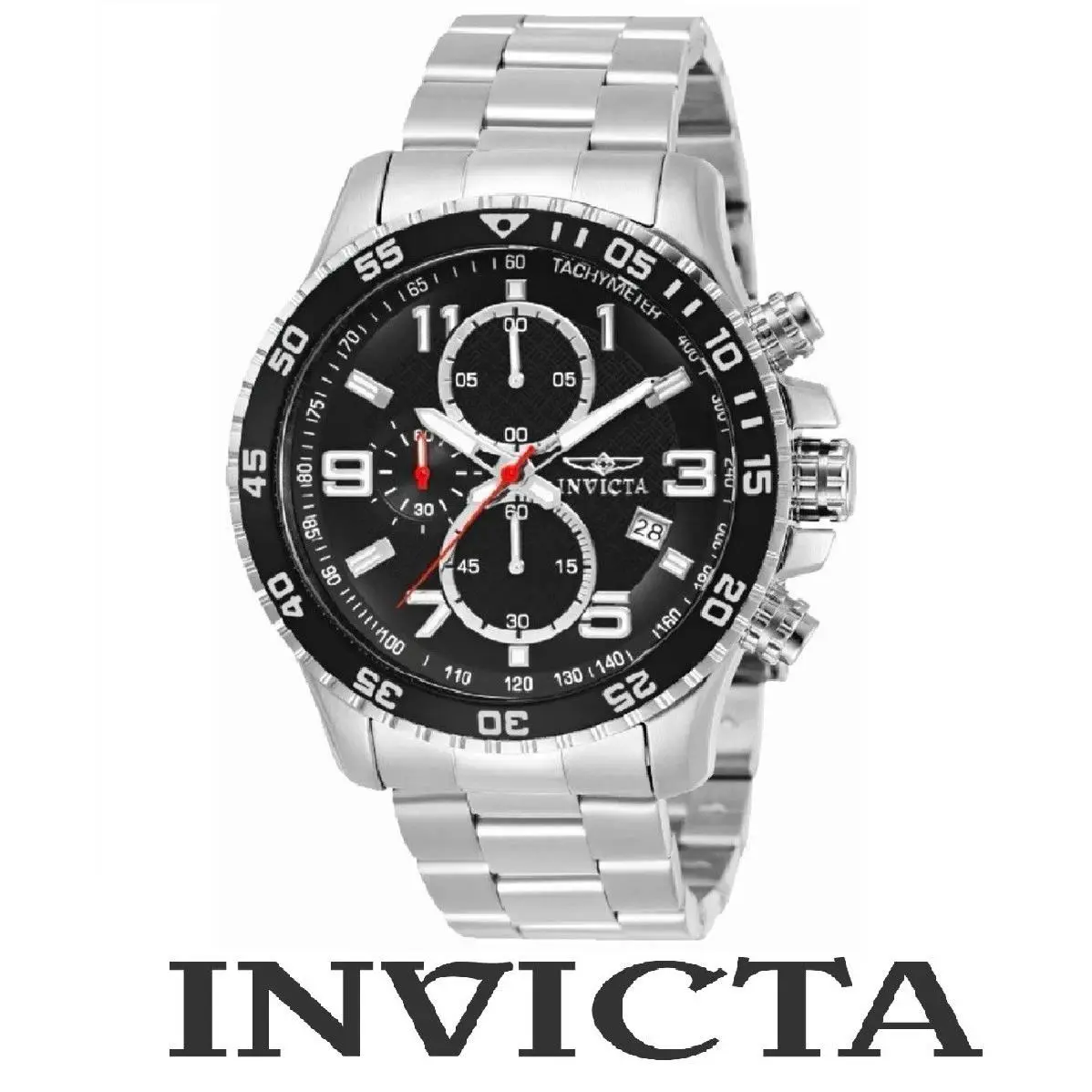 Invicta Mens Specialty Mach Gala Steel Black 48mm Quartz Watch 69804